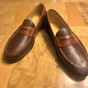 Men's Classic Brown with Tan Penny Loafers - Tasso Elba, EUC, Napa Leather